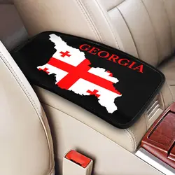 Custom Soft Georgia Flag Map Car Armrest Box Pad Non-Slip Georgian Patriotic Center Console Cover Mat Car Storage Box Pad