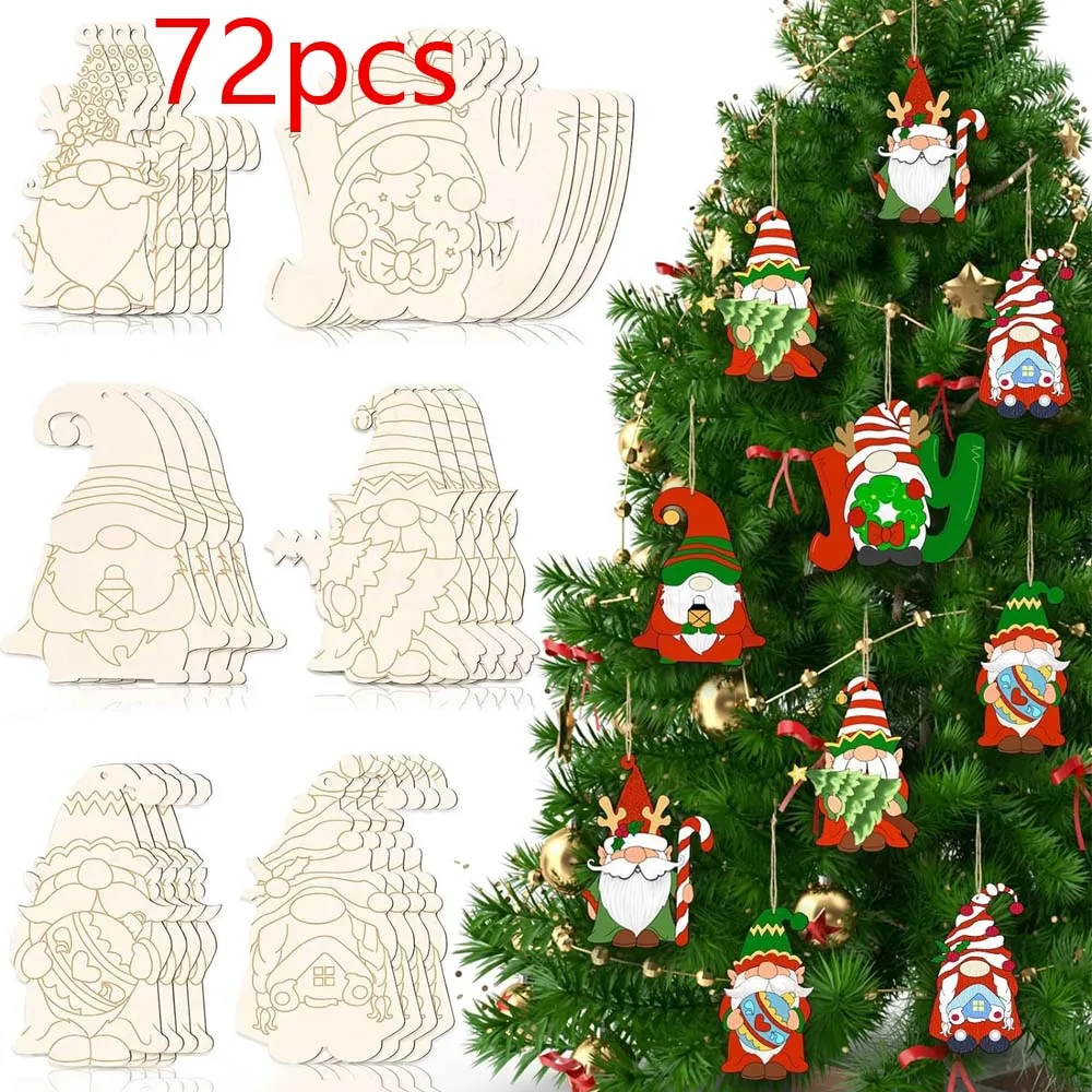 New Arrival Christmas Dwarf Wooden Unfinished Blank Wood Diy Craft For Painting Home Decoration Gingerbread Men Wood Chips