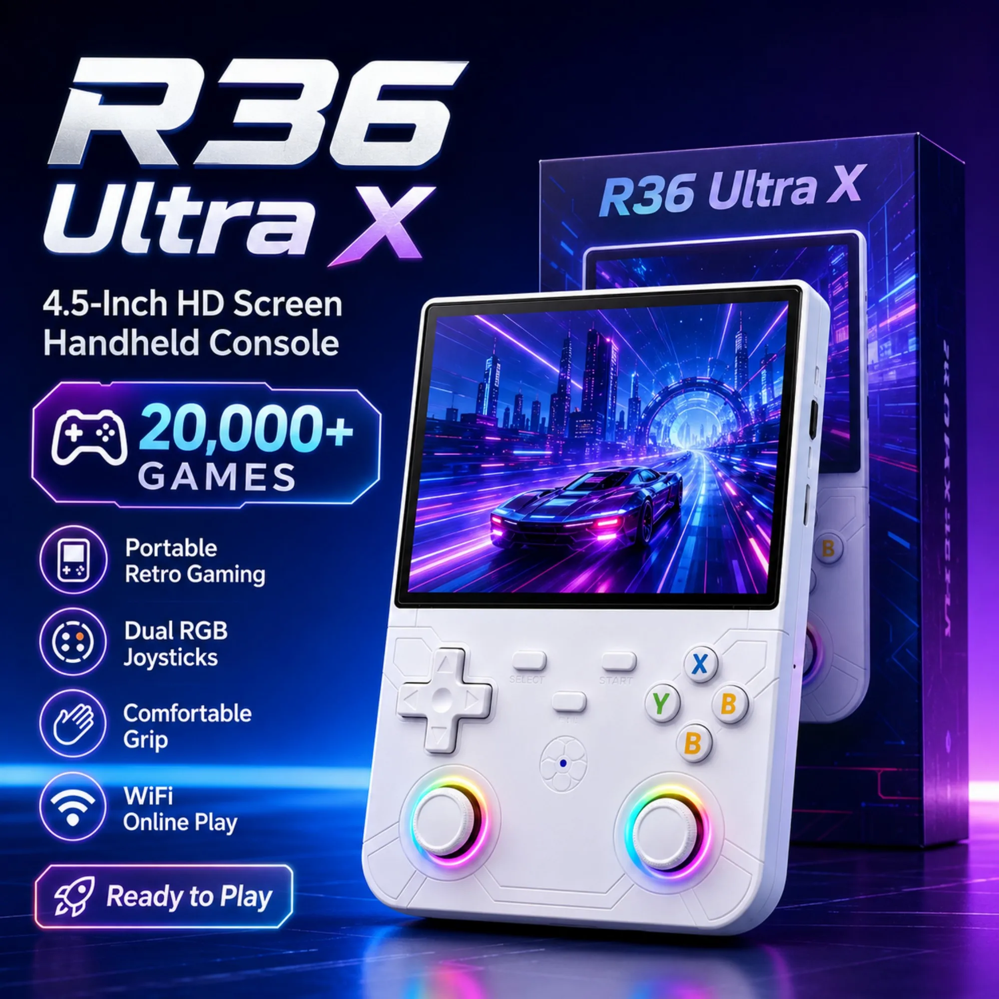 Latest Retro Video Game Console 128G/64G Pre Installed Gaming  4.5-inch IPS HD Screen Portable Handheld Player