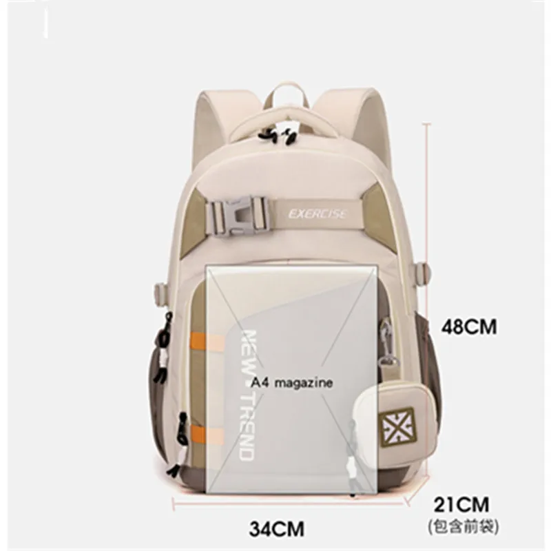 Trendy and Cool Casual Backpack Versatile Student Simple Letter Print Schoolbag Korean Style Large Capacity Outdoor Travel Bags