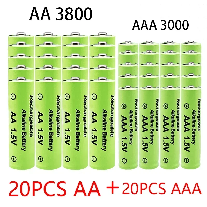1,5V AA/AAA oplaadbare batterijen, AA/AAA alkalinebatterijen, 3800-3000mAh, voor zaklampen, speelgoed, klokken, MP3-spelers, Alkalin