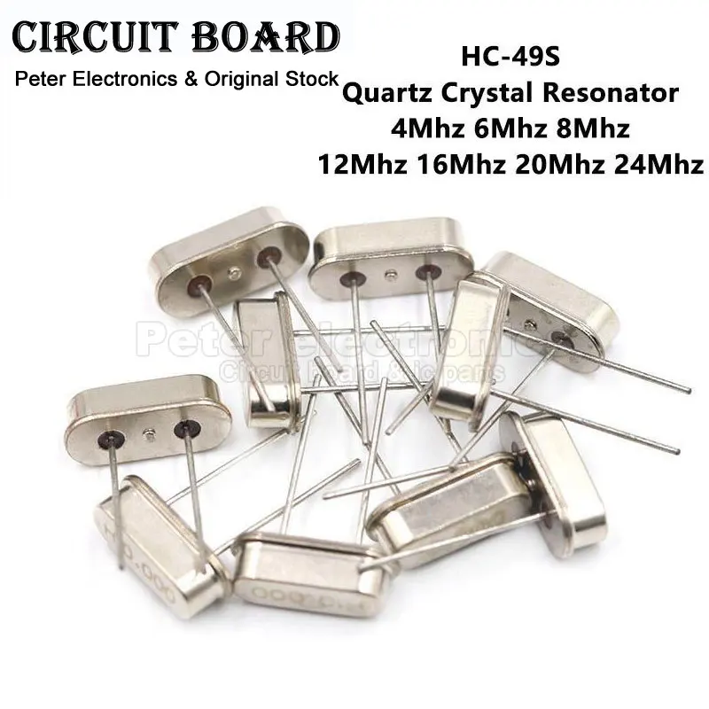 10PCS 4Mhz 6Mhz 8Mhz 12Mhz 16Mhz 20Mhz 24Mhz 32.768K 32.768K Quartz Crystal Resonator Passive Oscillator HC49S 8.000MHZ 11.0592M