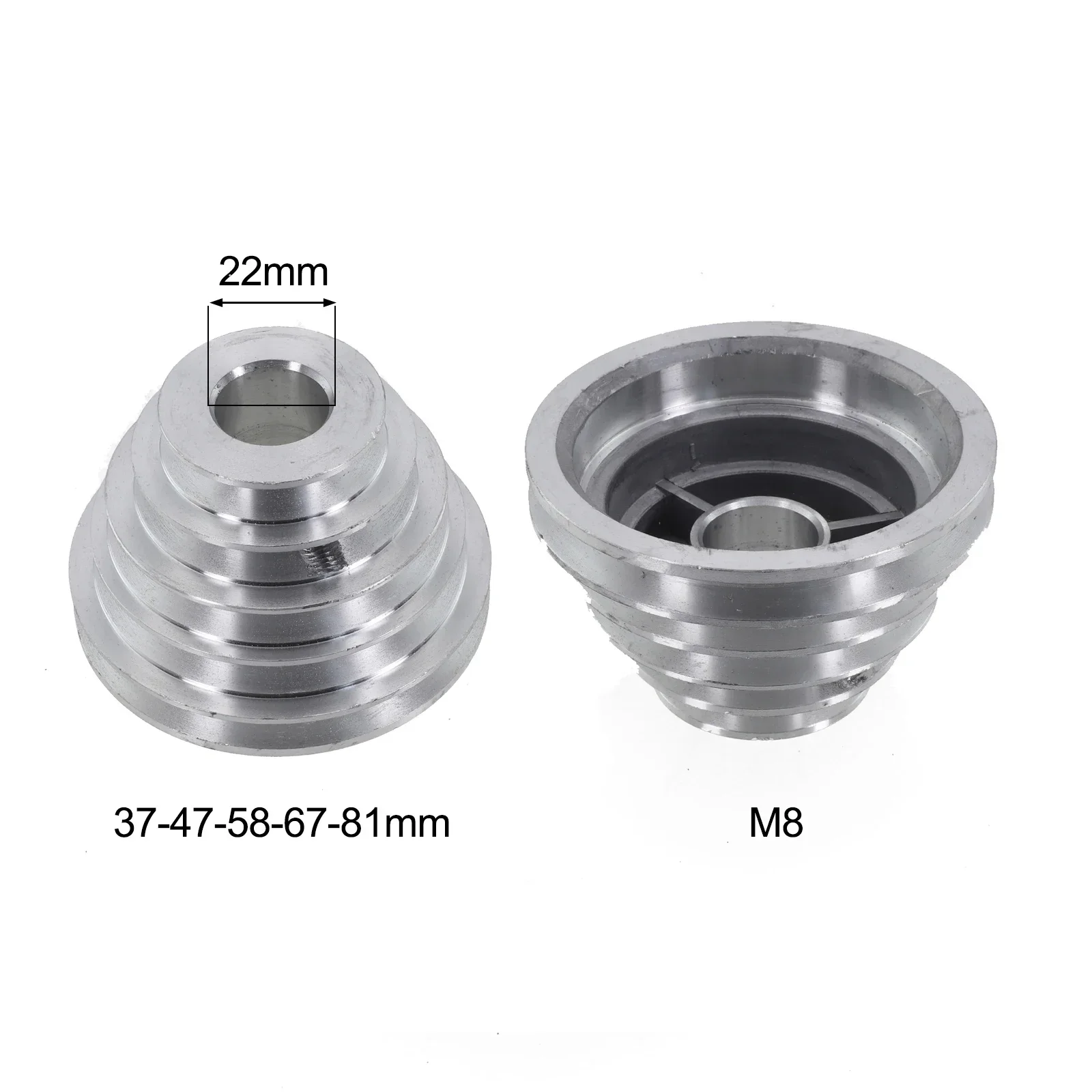 14mm/22mm Pagoda Pulley Wheel Aluminum Transmission Wheel For Benchtop Drill Press M8 Plug Hole Workshop Equipment Power Tool