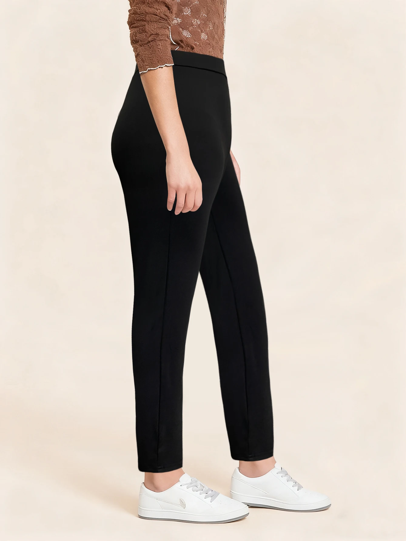 2025 Pantaloni a matita alla moda da donna Vita regolare Comodo dimagrante Nero Abbigliamento casual quotidiano da ufficio