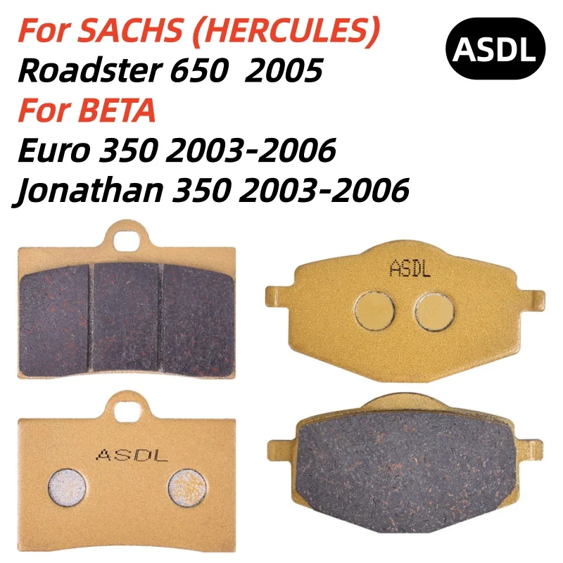 Motorcycle Front Rear Brake Pads Set For SACHS HERCULES Roadster 650 2005 For BETA Euro 350 Jonathan 350 2003-2006