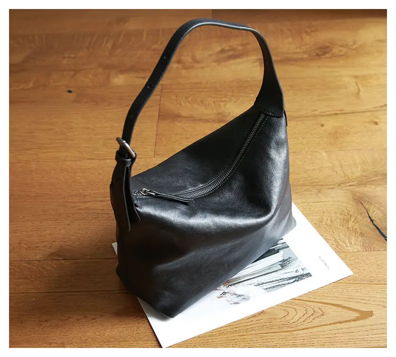PNDME schlichte, lässige, hochwertige Damen-Umhängetasche aus echtem Leder, modische Outdoor-Reisetasche aus Rindsleder, Damen-Unterarmtasche – Detail 17