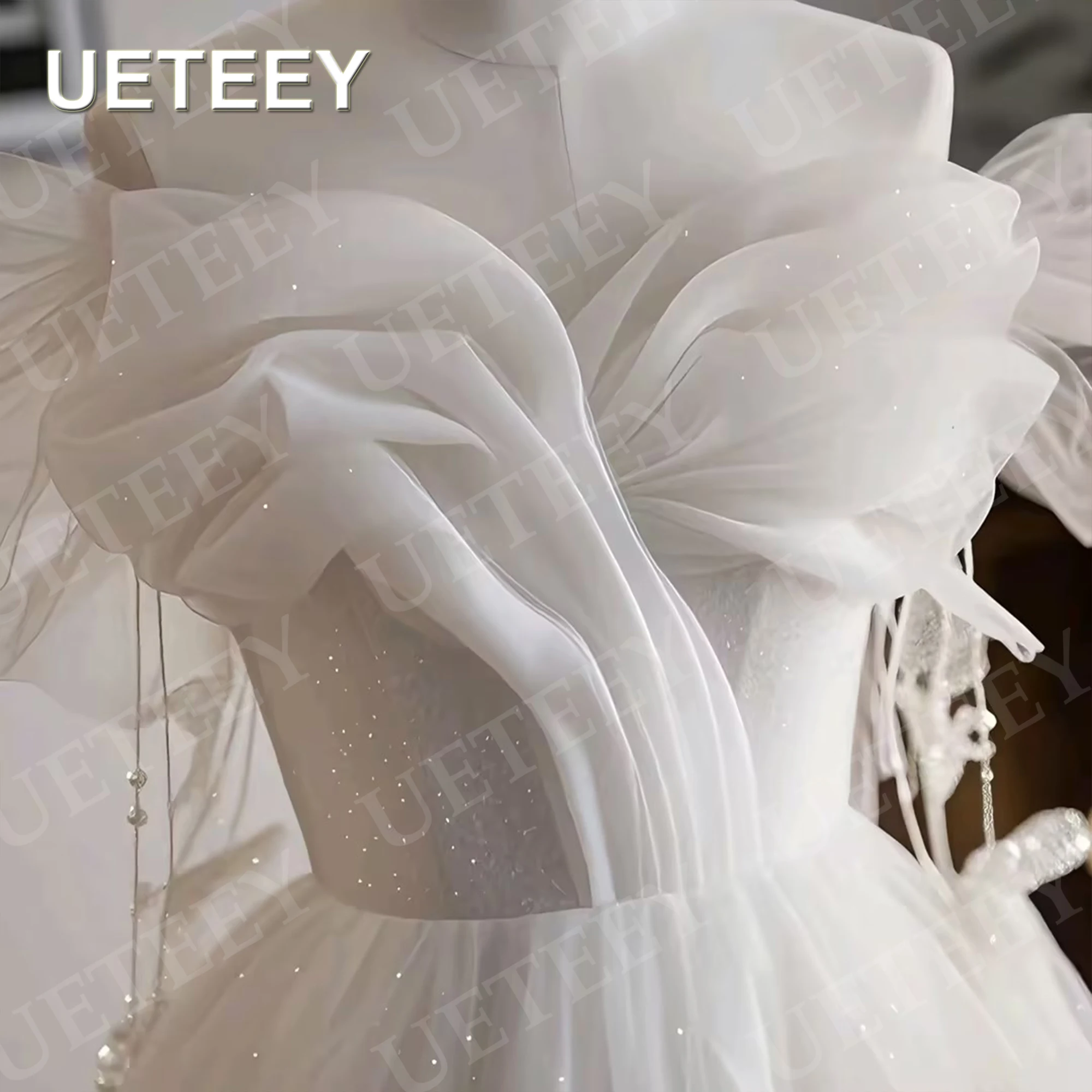 UETEEY Sparkly Princess Wedding Dresses Off Shoulder 3D Butterfly A Line Tulle Sweetheart Bridal Gowns Floor Length Customized