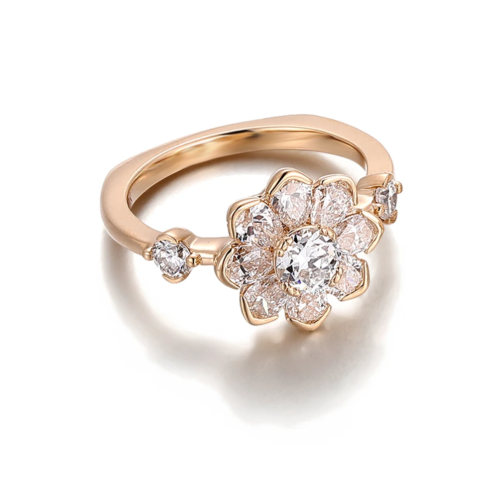 

Прованс модное кольцо с цветком KGold DEF/VS Lab Diamond женское обручальное кольцо повседневное кольцо ювелирные изделия для вечеринок подарки на заказ