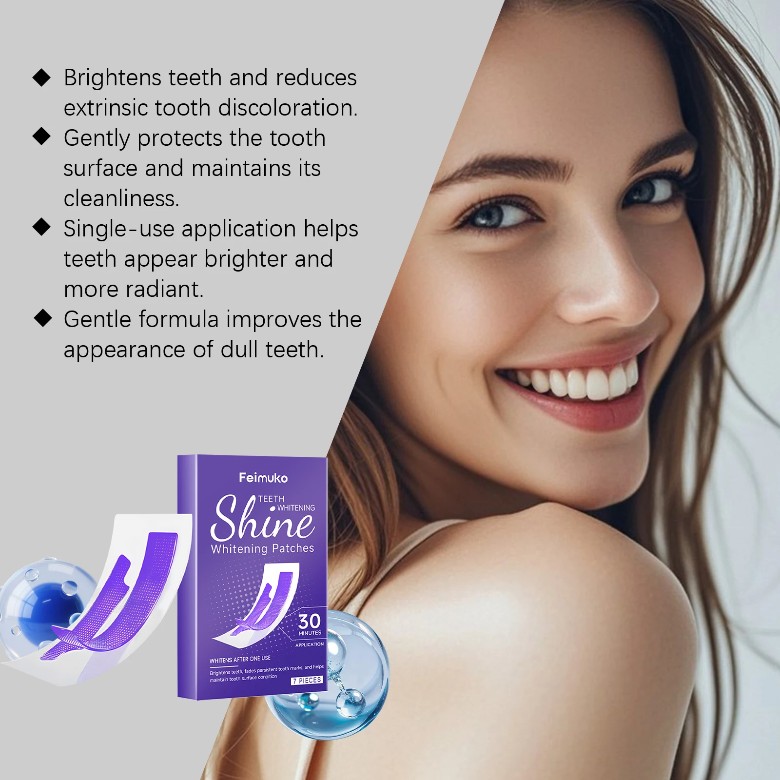Feimuko Glossy Teeth Care Patch Gentle Care To Clean Teeth And Stains Portable Fresh Oral Care Patch Individually Packaged New