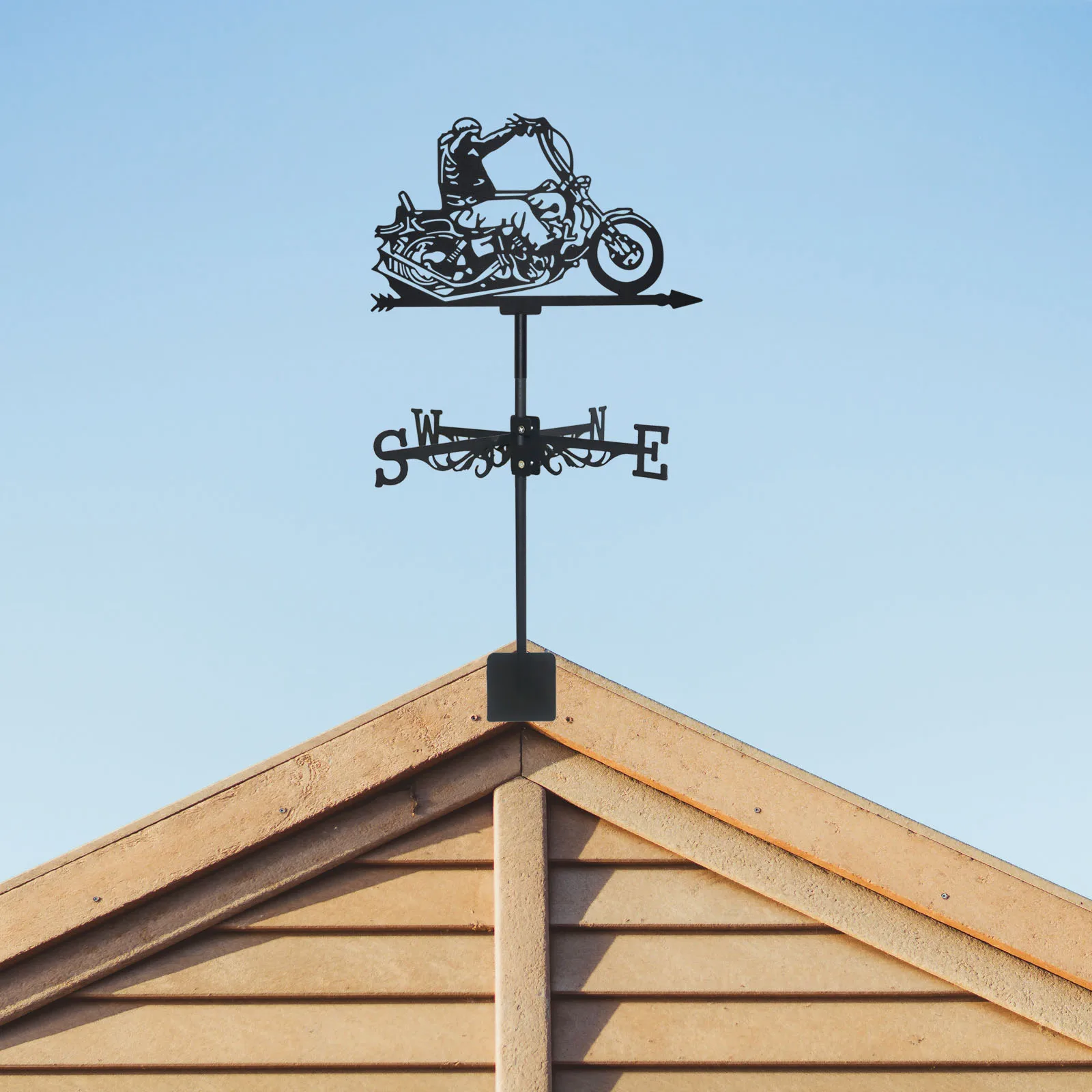 Motorcyclis Weathervane Silhouette Art Black Metal Motorcycle Ride Wind Vanes Outdoors Decorations Garden For Roof Yard Building