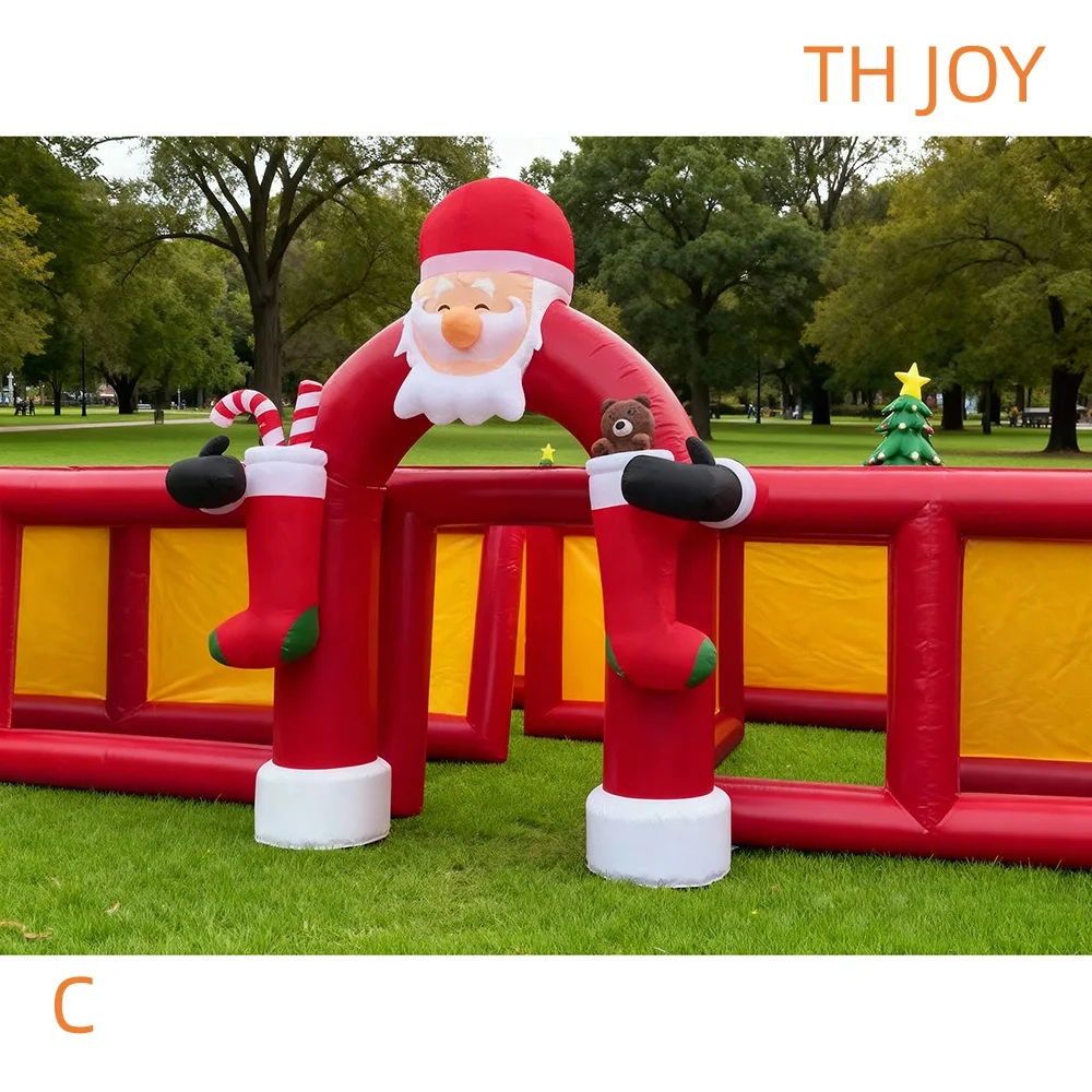 trasporto aereo veloce 10x10m labirinto di Natale gonfiabile gigante Babbo Natale divertente labirinto laser tag giochi per adulti n bambini
