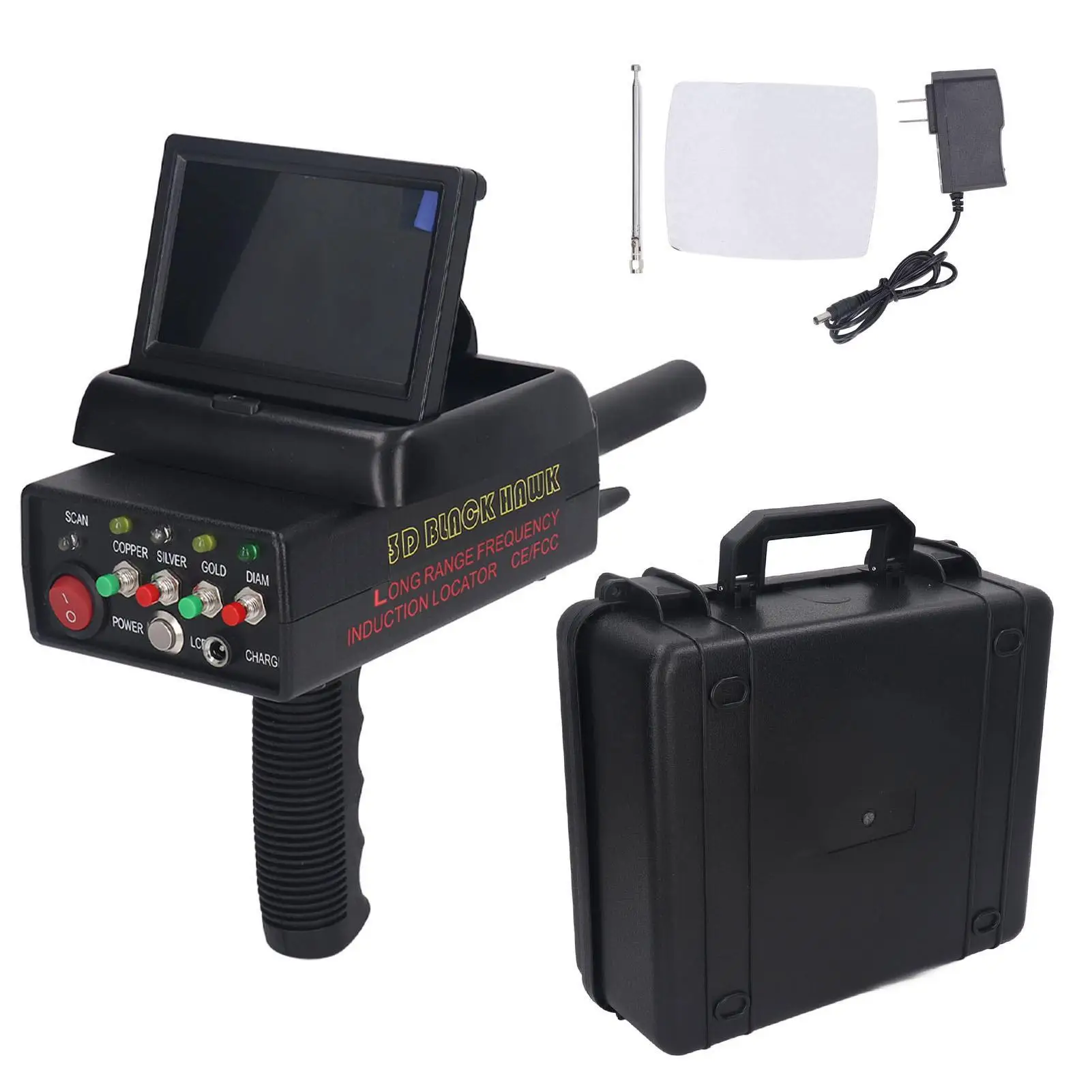 HD Screen Metal Detector with Microelectronic Processor - Underground Object Identification, 100-240V for security Use