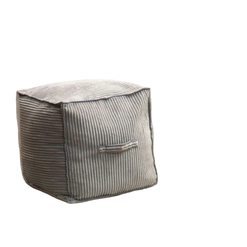 No Filling Seat Cushion Cover Large Capacity Square Sofa Stool Cover with Handle Soft Sofa Footstool Cover Living Room