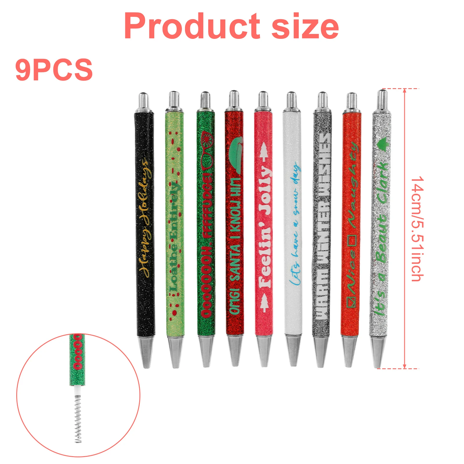 Punt metalen balpennen Eenvoudig te gebruiken balpennen Prachtige mooie glitterpen Metalen intrekbare pennen Praktisch passief