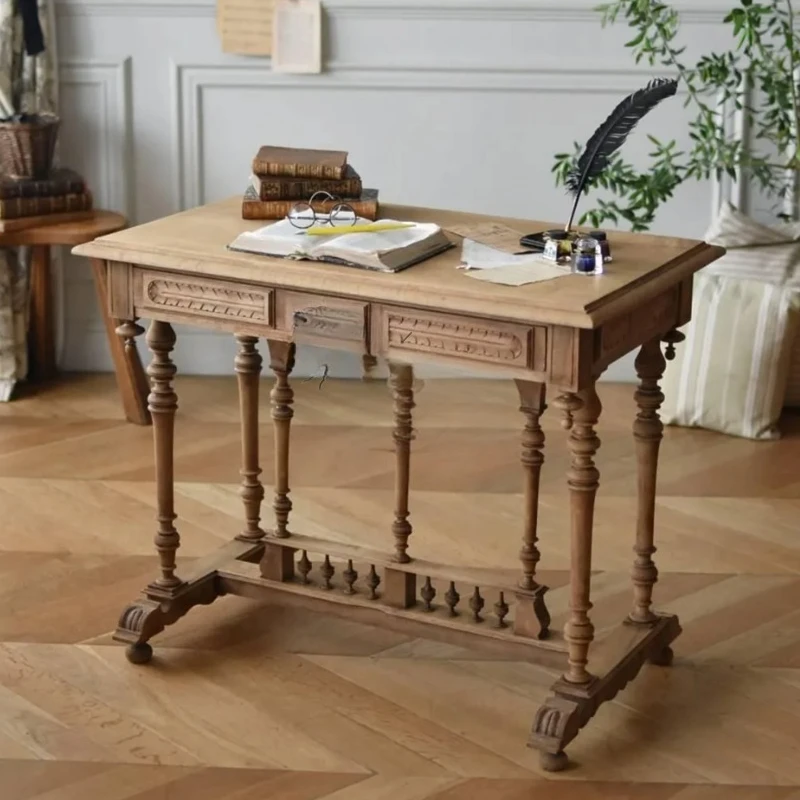 solid wood desk home study writing desk small apartment medieval engraved old writing desk