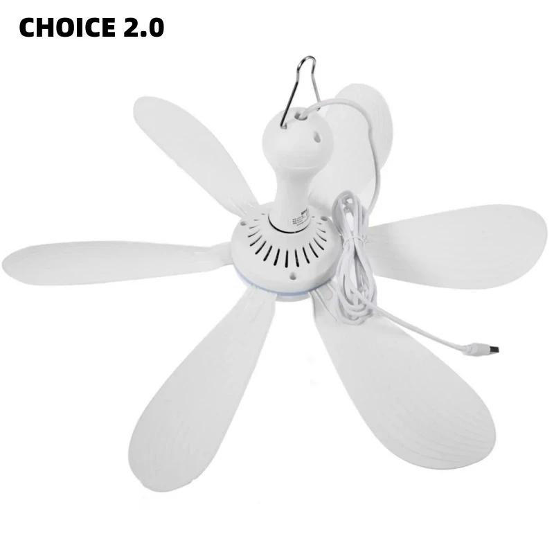 USB-Ventilator, leiser Deckenventilator mit 6 Flügeln, 4-Gang-Hängeventilator für Camping, Bett, Camping, Outdoor, hängende Camper-Zelte