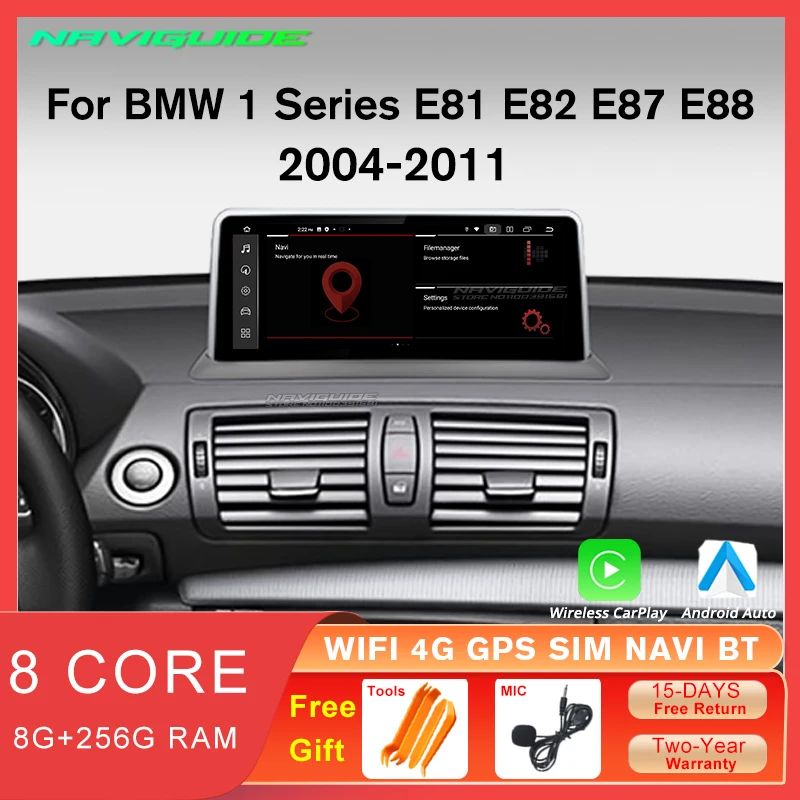 NAVIGUIDE 10.25 ''1920*720P Radio samochodowe dla BMW 1 serii E81 E82 E87 E88 2004-2011 odtwarzacz nawigacja multimedialna GPS CarPlay Stereo