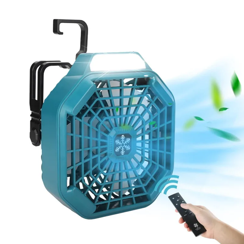 Cordless Fan with Remote for Makita 18v Battery Camping Fan with 3 Energy Efficient Speed Settings and Dimmable Led Light