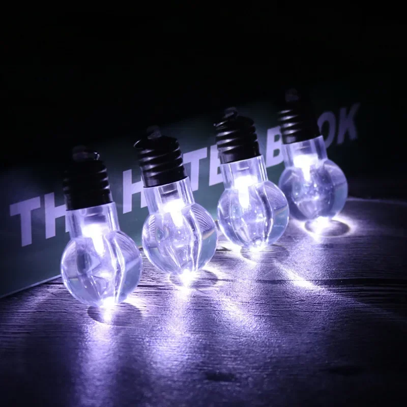 LED Colorful Light Bulb Mini Light Key Chain Creative Toy Small Gift Dazzling Pendant Night Light Novel Accessories