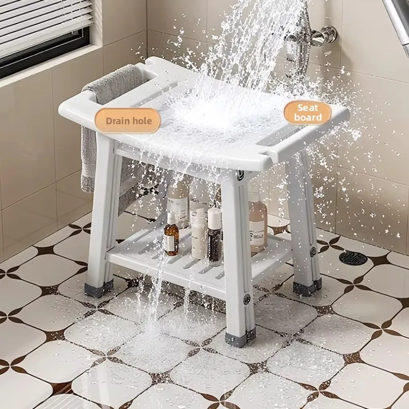 Heavy Duty Bathroom Stool Non Slip Anti Fall, Thickened Shower Seat for Elderly Pregnant, Safety Bathtub Bench for Kids