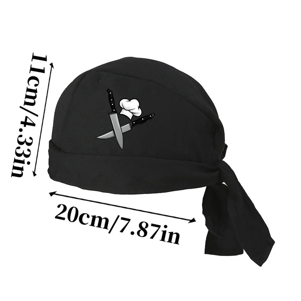 1pc Culinary Arts Print Black Pirate Bandana - Breathable, Quick-Dry Wrap For Running And Cycling
