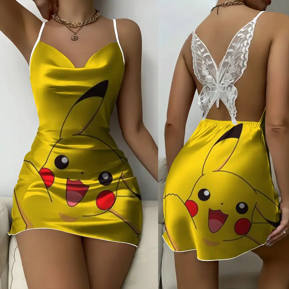 Vestido de verano de Pikachu para mujer, minivestido Sexy de fiesta, elegante, Y2k, 2024