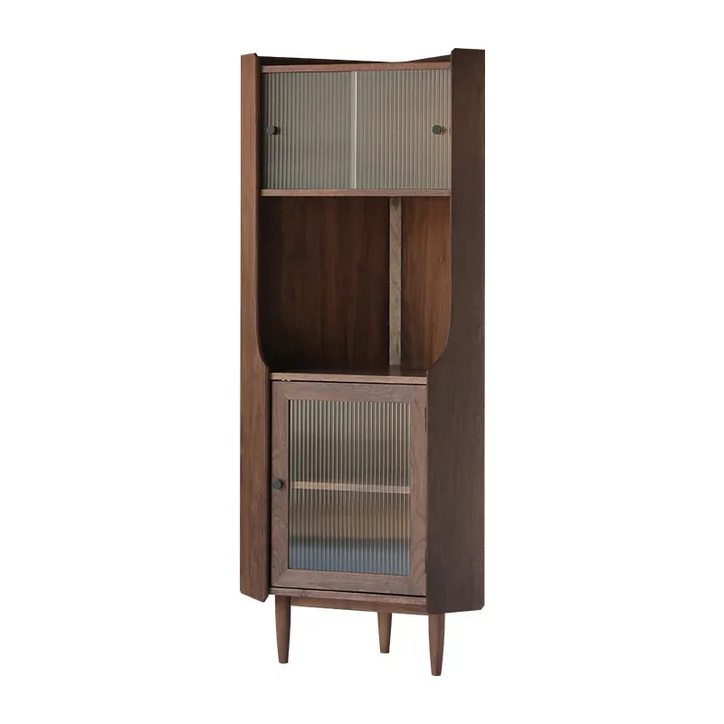 

Треугольный настенный шкаф из скандинавского черного ореха, угловой шкаф из массива дерева