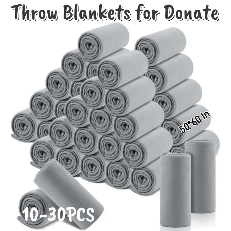 2-30PCS Fleece Throw Blankets Bulk Blankets for Wedding Guests Homeless Lightweight Warm for Airplane Home Outdoor