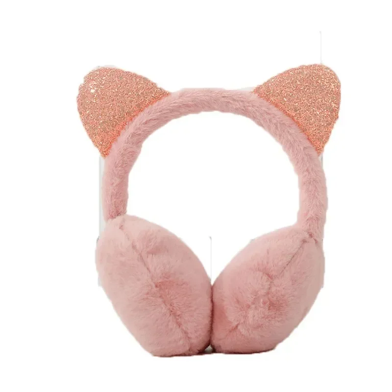 New Lovely Winter Warm Cat Ear Warmers Glitter Ears Plush Earmuffs for Women Playful Girls Ear Muffs Cold Protection Warm Hot