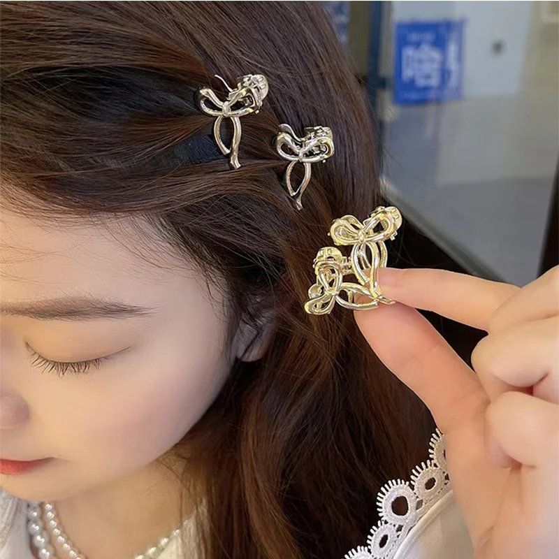 1/2pcs Princess Head Mini Small Bow Clip Metal Hair Accessories Broken Hair Bangs Clip Side Head Clip Summer Headdress