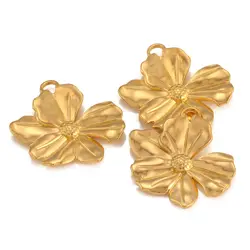 3Pcs Embossing Simulate Flower Charms Stainless Steel Metal Plants Cherry Blossom Pendant Jewelry Finding DIY Making Accessaries