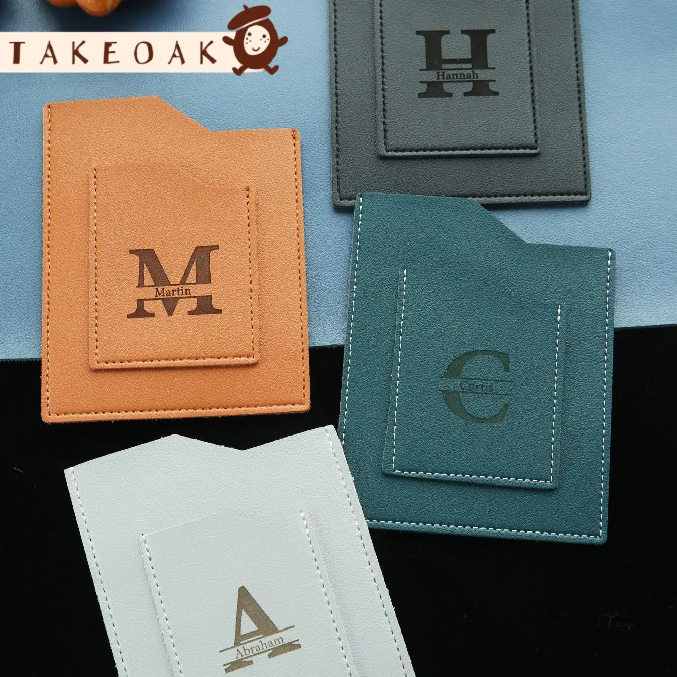 Personalized Custom Initial & Full Name Laser Engraved Leather Card Holder Slim Multi Pocket ID Card Holder Custom Monogram Gift