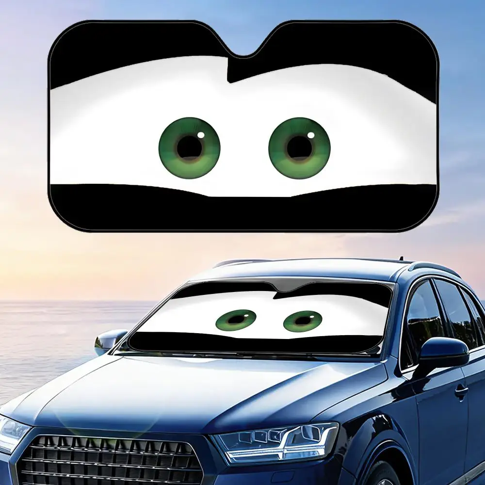 

Солнцезащитный козырек для автомобиля с милыми глазками, многоразовый, из алюминиевой фольги, с защитой от УФ-излучения, трехслойная теплоизоляция, солнцезащитный экран для лобового стекла