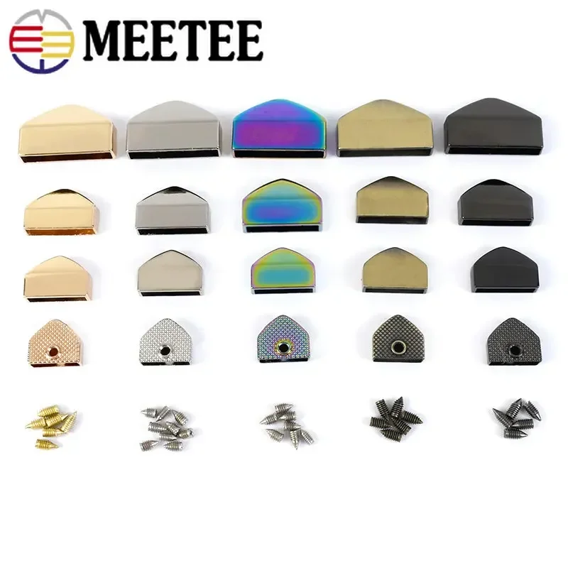 10/20Pcs Meetee Metal Zipper Tail Clips Stopper 12-25mm Handbag Straps End Clasp Cord Lock Plug Head with Screw Leather Hardware