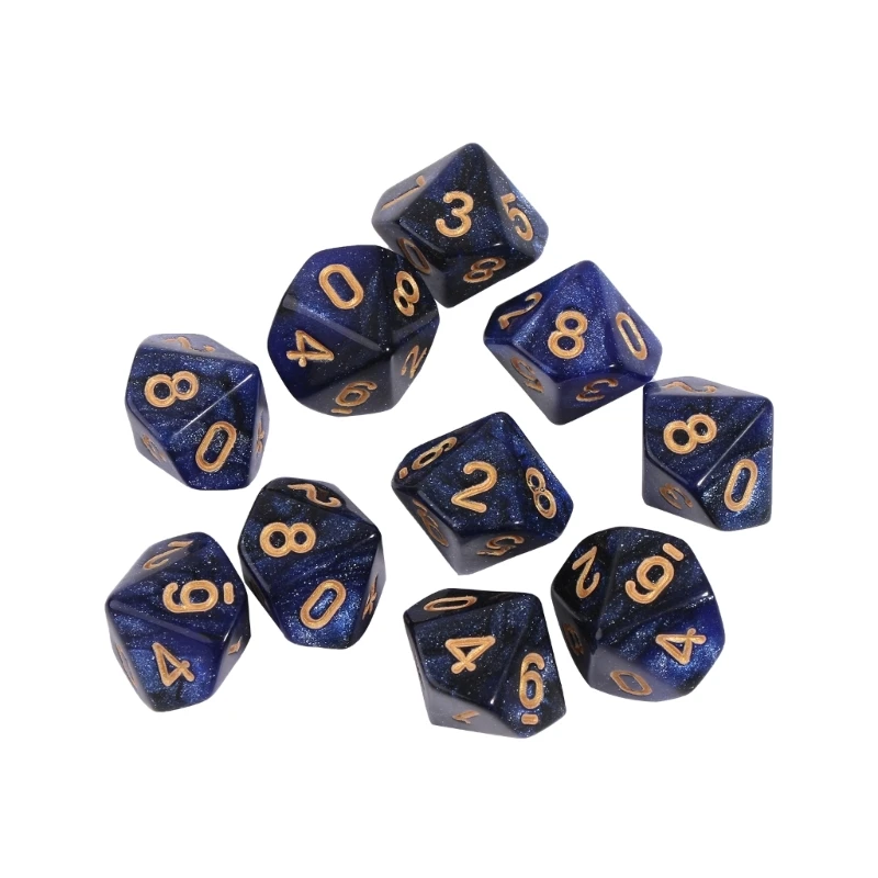 Multi-color 10pcs 10 Sided D10 Playing RPG Party Game Polyhedral Dices Funny Family Pub Club Game Accessories 69HD