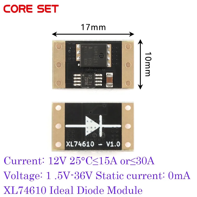 5pcs/1pc XL74610 Ideal Diode Module Adopts LM74610 Dedicated Chip to Simulate Simulation Rectifier Board 1.5V-36V 0mA 15A/30A