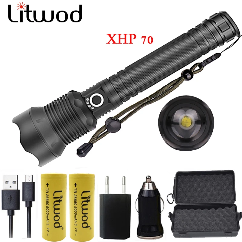 

YUNMAI LED Flashlight 1282 XHP70.2 High Powerful Tactical torch light 26650 18650 Battery Lantern For Fishing Camping 3800LM