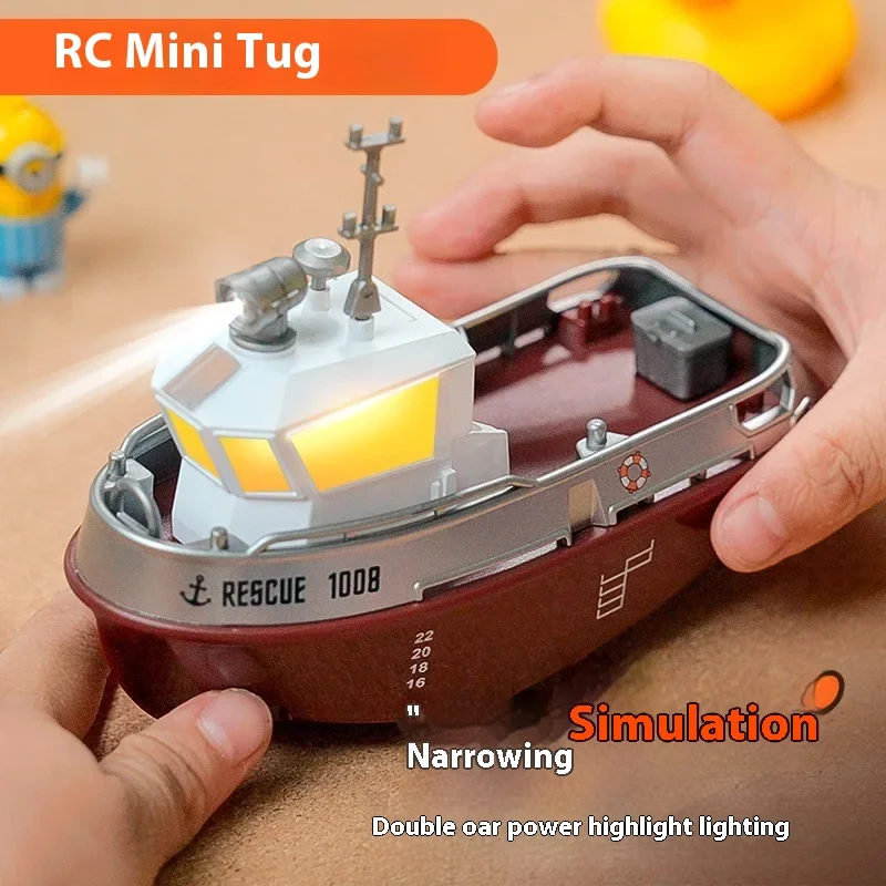 In Stock 1:32 Mini Remote Control Boat Charging High-Speed Speedboat Can Be Launched Model Boat Rc Speedboat Tug Kid Outdoor Toy