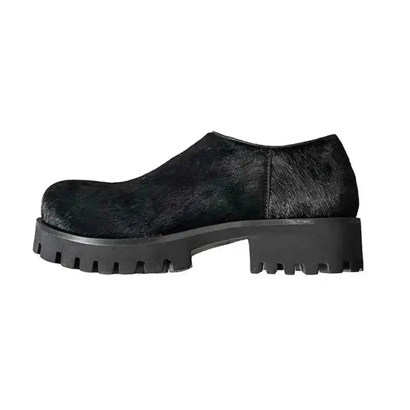 Fashion  NEW Fur New Non-slip Men's WOMEN Flat Shoes Solid Color Horse Hair Low Top Women's Shoes big size 35-45