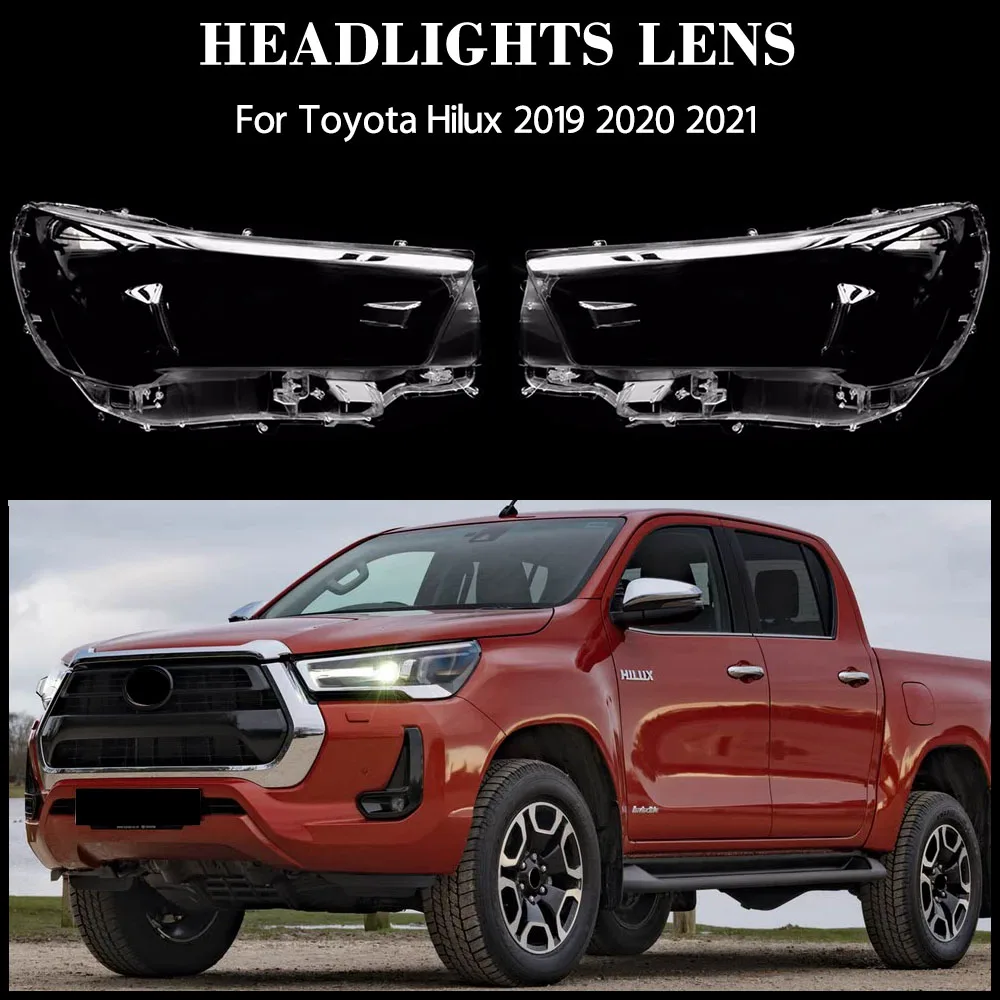 

For Toyota Hilux 2019 2020 2021 Front Headlight Cover Transparent Lampshade Lamp Lens Headlamp Shell Plexiglass Auto Replacement