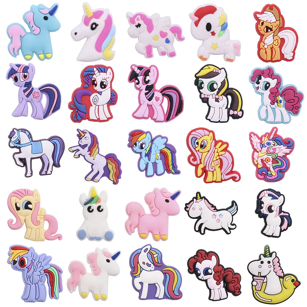 1-25pcs Adorable My Little Pony Unicorn Miniso PVC Shoes Charms Accessories for Twilight Sparkle Girls Popular Sandals Clogs