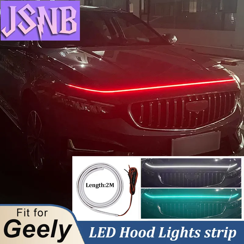 New LINNUNU Dynamic LED Car Hood Lights Strip Engine Light Bar Headlights Daytime for Geely Series Monjaro Atlas II Starray Cool