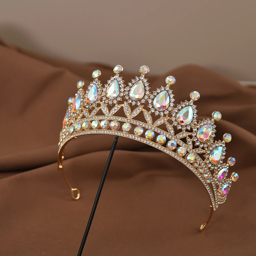 Księżniczka Królowa Luksusowa Korona Barokowa Kryształowa Tiara Rhinestone Korowód Prom Diadem Ślubne Akcesoria Do Włosów Biżuteria