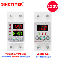 110VAC 120VAC 40A 63A  Din Rail Dual Display Adjustable Over Voltage Current and Under Voltage Protective Device Protector Relay