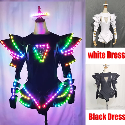 Imagen 1 del producto Falda LED, vestido brillante, disfraz de Cosplay, mono con cadena sinfónica colorida para mujer, DS, fiesta de Carnaval, Bar, club nocturno, puesta en escena