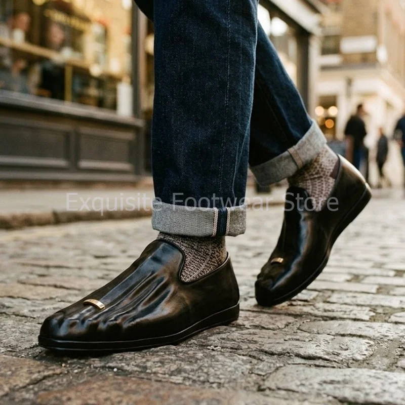 Zapatos Planos de Cuero Moldeado con Cinco Dedos para Mujer 2026, Mocasines Escultóricos Casuales, Calzado Elegante para Fiesta y Caminar, Slip-Ons para Dama