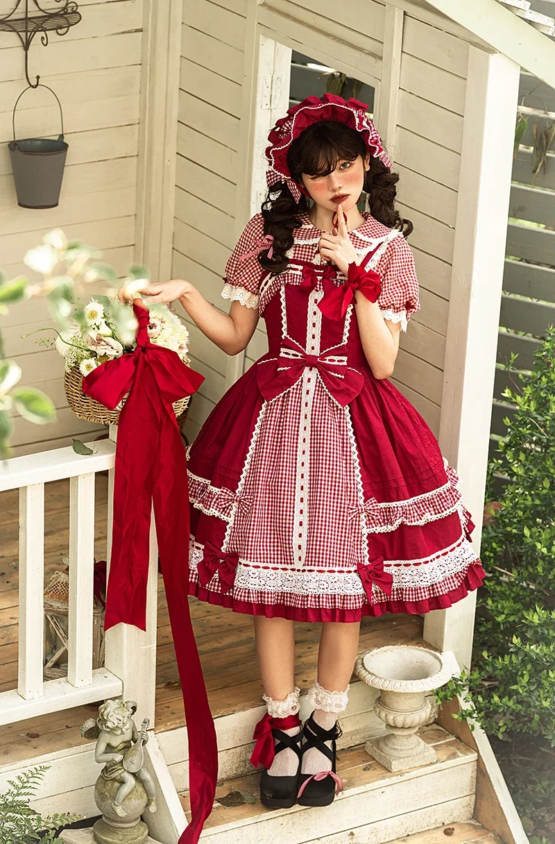 Margarita Doll Feeling Daily Plaid Color Matching Bow Strap Lolita Dress By Alice Girl