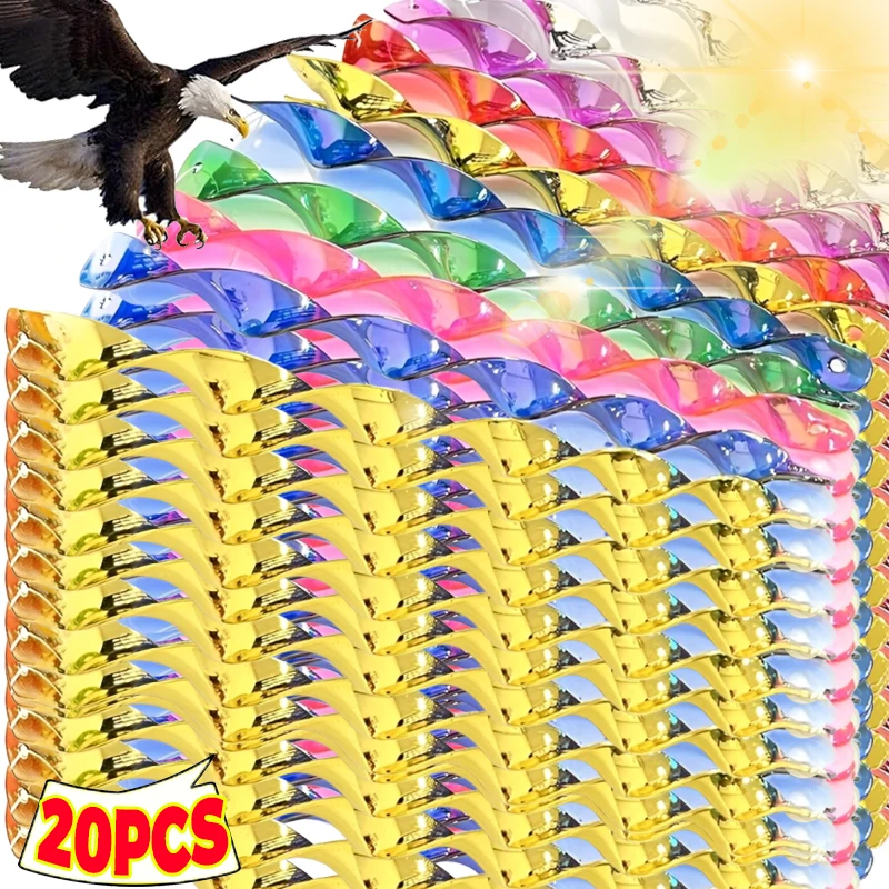 

4/20pcs Reflective Bird Deterrent Stick Colorful Hanging Spiral Rotating Rod Bird Away Scare Reflective Stick DIY Garden Decor