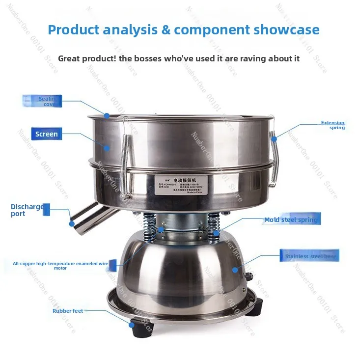 Vibrating sieve, vibration screening machine, powder sifting machine, stainless steel small electric sieve, herbal powder and wo