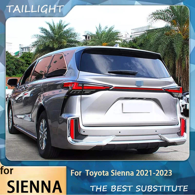 Автомобильные аксессуары для Toyota SIENNA 2021-2023 гг., сквозной задний фонарь в сборе, модифицированный светодиодный сигнал потока в чешуи дракона Автомобильные аксессуары для Toyota SIENNA 2021-2023 гг., сквозной задний фонарь в сборе, модифицированный светодиодный сигнал потока в чешуи дракона